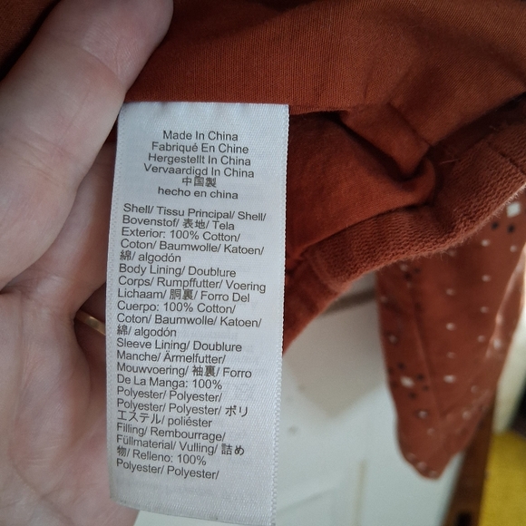 Madewell Women's Cotton Rust Colored Quilted Bandana Jacket "as is" (No Belt) - Picture 11 of 16